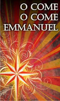 O Come Emmanuel Christmas Banner RED on Canvas - Click Image to Close